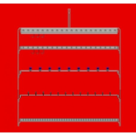 Barre porte embouts diam 2 à 4 sur 1 faces, 12 plots avec pas de 77 mm