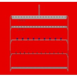 Barre porte embouts diam 1 à 2 en quinquonce 2 faces, 18 plots avec pas de 50 mm